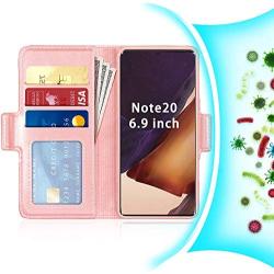 FYY [Resist Harmful Organism] [RFID Blocking] Case for Samsung Galaxy Note 20 Ultra 6.9", PU Leather Wallet Case with [Kickstand Function] and[Card Holder] for Galaxy Note 20 Ultra 6.9" Rose Gold