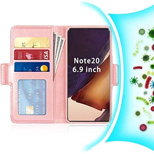 FYY [Resist Harmful Organism] [RFID Blocking] Case for Samsung Galaxy Note 20 Ultra 6.9", PU Leather Wallet Case with [Kickstand Function] and[Card Holder] for Galaxy Note 20 Ultra 6.9" Rose Gold