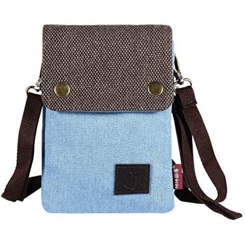 Gcepls Canvas Small Cute Crossbody Cell Phone Purse Wallet Bag with Shoulder Strap for iPhone X,iPhone 8 Plus,iPhone 6 6s 7 Plus, Samsung Galaxy S7 Edge S8 Edge (Fits with OtterBox Case)-Blue