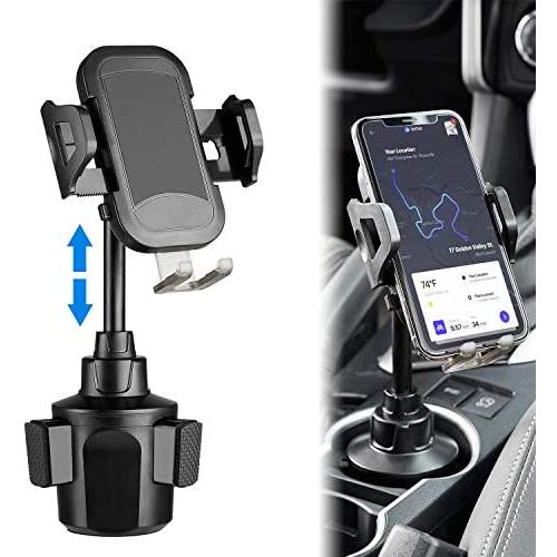 [Upgraded] Car Cup Holder Phone Mount Universal Adjustable Phone Holder for car Compatible with iPhone 11 Pro/XR/XS Max/X/8/7 Plus/6s/Samsung S10+/Note 9/S8 Plus/S7 Edge(Black) by TDTOK