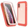 Eonfine iPhone X Case/iPhone Xs Case, Built-in Screen Protector Real 360° Full Body Protection Heavy Duty Shockproof Rugged Cover Skin for iPhone X/Xs 5.8inch (Rose Red/Clear)