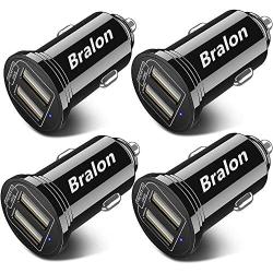 USB Car Charger[4-Pack],Bralon 24W/4.8A Smart Output Dual Ports Car Charger Flush Compatible with iPhone 11,11 Pro(Max)/Xs(Max)/Xr/X/8/7/6,iPad Pro/Mini,Galaxy Note 10 9 8 7 and More