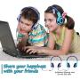 SIMOLIO Wired Headphones Teens Children Girls Boys, Adjustable 94dB,85dB,75dB Volume Limited, Durable Headphone w/Mic for School/PC/Cellphone, On-Ear Headphone Kids with Share Port 3.5mm Jack (Grey)