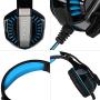 TurnRaise Stereo PC Gaming Headset with Mic, Blue LED Light Over-Ear Headphone Noise Isolation Volume Control for PS4, PSP, Laptop, Smartphones