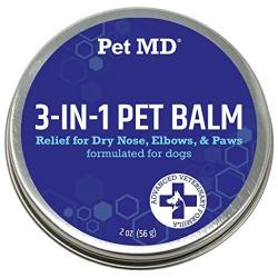 Pet MD Dog Paw Balm - 3-in-1 Paw, Nose/Snout, Elbow Moisturizer & Paw Protectors for Dogs - 2 oz Paw Wax with Shea Butter, Coconut Oil, Beeswax