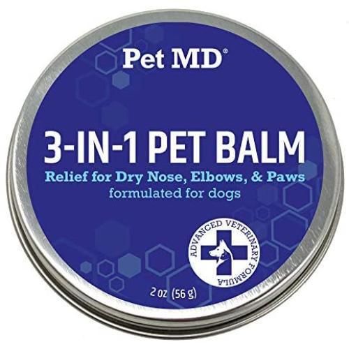 Pet MD Dog Paw Balm - 3-in-1 Paw, Nose/Snout, Elbow Moisturizer & Paw Protectors for Dogs - 2 oz Paw Wax with Shea Butter, Coconut Oil, Beeswax