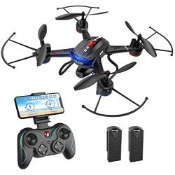 Holy Stone F181W 1080P WiFi FPV Drone with Wide-Angle HD Camera Live Video RC Quadcopter with Altitude Hold, Gravity Sensor Function, RTF and Easy to Fly for Beginner & Kids, 2 Batteries Included