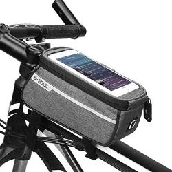 Ruiqas Bicycle Storage Bag, Bicycle Cycling Front Frame Tube Handlebar Bag Pouch Bicycle Mobile Phone Holder Storage Bag