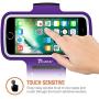Trianium Armband for Smaller Phone Sport Running Pouch Case Fit Phone Diagonal Size up to 5.85" for iPhone X 8 7 6s 6, iPhone SE 5S 5 5C, Galaxy s9 s8 s7 s6 s5 [ArmTrek Classic Purple]
