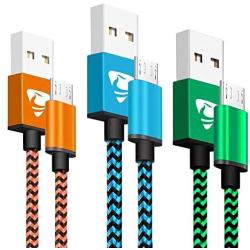 Micro USB Cable Aioneus Fast Android Charging Cord 6FT 3Pack Charging Cable Braided Charger Cord for Samsung Galaxy S7 Edge S6 S5 S2 J7 J7V J5 J3 J3V J2, LG K40 K20, Moto E4 E5 E6, Tablet, PS4, Xbox