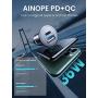 USB C Car Charger Super Mini AINOPE All Metal 36W Fast USB Car Charger PD&QC 3.0 Dual Port Car Adapter Fit Compatible with iPhone 11/11 Pro/11 Pro Max/XS, Samsung Note 10/S10, Google Pixel 3/2/XL