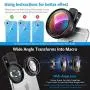 (New) Phone Camera Lens, 0.6X Super Wide Angle Lens, 15X Macro Lens, 2 in 1 Clip-On Cell Phone Lens Kit for iPhone, Samsung, Other Smartphones (New) Phone Camera Lens, 0.6X Super Wide Angle Lens, 15X Macro Lens, 2 in 1 Clip-On Cell Phone Lens Kit for iPhone, Samsung, Other Smartphones