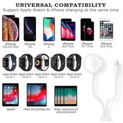 Update Version Smart iWatch Charger Wireless USB 5.0 ft/1.5 m Charging Cable for Apple Watch Series 5/4/3/2/1 iOS 6.0 & iPhone 11 Pro/XR/XS/XSMax/X/8 Plus/iPad4