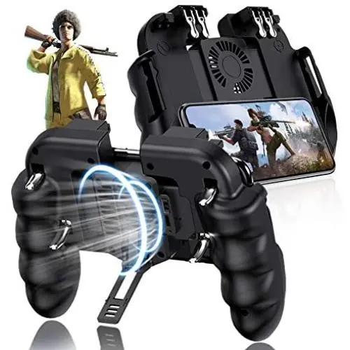 EMISH Mobile Game Controller Gamepad Mobile Gaming Trigger Joystick Metal L1 R1 Button for PUBG/Rules of Survival (Black) EMISH Mobile Game Controller Gamepad Mobile Gaming Trigger Joystick Metal L1 R1 Button for PUBG/Rules of Survival (Black)