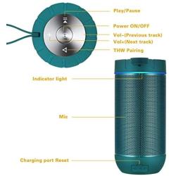 COMISO Waterproof Bluetooth Speakers Outdoor Wireless Portable Speaker with 20 Hours Playtime Superior Sound for Camping, Beach, Sports, Pool Party, Shower (Malachite Green)