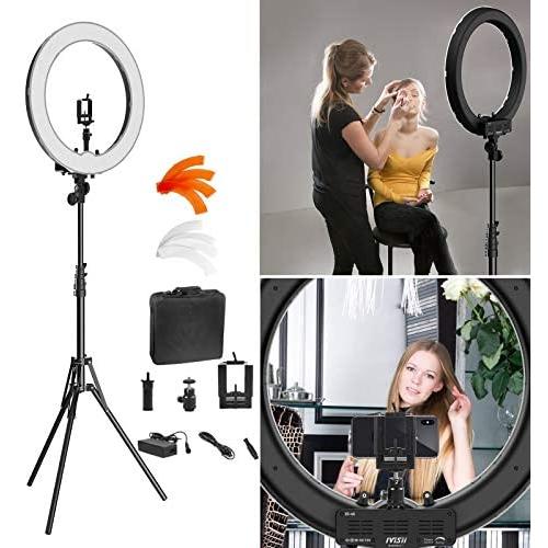 Ring Light Kit:18" 48cm Outer 55W 5500K Dimmable LED Ring Light, Light Stand, Carrying Bag for Camera,Smartphone,YouTube,Self-Portrait Shooting