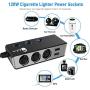Quick Charge 3.0 Cigarette Lighter Splitter, Qidoe 12V/24V 3-Socket 120W DC Power Car Splitter with LED Voltmeter Power Switch, 8.5A 4 USB Fast Outlets for GPS, Dash Cam, Sat Nav, Phone, iPad, Tablet