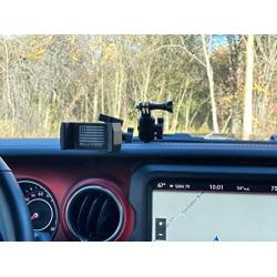 Dash Mount Cell Phone Holder for Jeep Wrangler JL and JT (2018+) with 2 Mounts for GoPro Camera and GPS Navigation with iPhone and Android Smartphone – Features Metal Base/Carbon Fiber Kevlar Arm