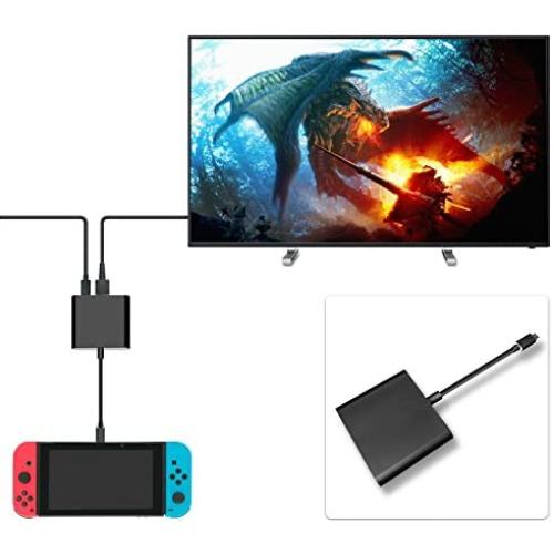 FastSnail HDMI Type C Hub Adapter for Nintendo Switch, HDMI Converter Dock Cable for Switch (Black)