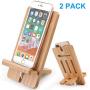 Cell Phone Tablet Stand 2 Pack, Bamboo Wooden Smart Phone Desktop Charging Dock Holder Compatible with Pad, Tablet, Phone 8 Plus X XS Max XR 7 7Plus, All iOS & Android Devices,