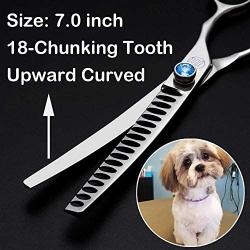 Moontay Professional Dog Grooming Chunkers Scissors, Upward Curved Pets Grooming Thinning/Blending Shears - Japan 440C Stainless Steel for Pet Groomers or Family DIY Use