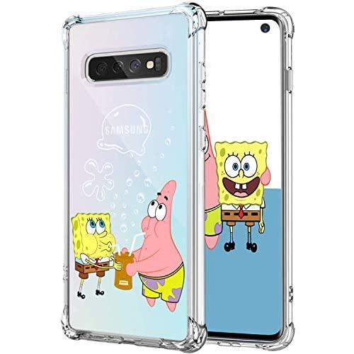 Lupct for Samsung S10 Case, Soft TPU Protective Shockproof Cartoon Cute Mobile Phone Spongebob&Patrick Fashion Design Cover Skin Slim Fit Funny Fun Ultra-thin Bumper Clear Shell for Samsung Galaxy S10