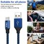 USB C Cable,XIAE 5Pack (3/3/6/6/10FT) Nylon Braided Fast Charging Cable Aluminum Housing Compatible with Samsung Galaxy S10 S9 Note 9 8 S8 Plus,LG V30 V20 G6,Google Pixel,Huawei P30/P20-Black&Blue