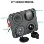 Linkstyle Switch Panel with Volt Meter, Dual USB Socket Charger 12V 4.2A&LED Voltmeter&Cigarette Lighter Socket&ON/Off Rocker Switch 4 in 1 Panel for Boat Marine Car Vehicles Truck (with Pre-Wired)