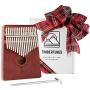 TimberTunes 17 Key Kalimba Thumb Finger Piano Therapy Musical Instrument for Adults Children, Solid Mahogany Wood, Engraved Elk Antler,Tuning Hammer and Music Book, Engraved Keys, Velvet Case, Unique