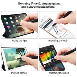 DIGIROOT Universal Stylus,[2-in-1] Disc Capacitive Stylus Pen Touch Screen Pens for All Touch Screens Cell Phones, Tablets, Laptops with 6 Replacement Tips - (Black/Grey)