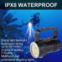 CHICIRIS LED Diving Flashlight IPX8 Waterproof, Outdoor Underwater Photography Fill Light with 7 Lighting Modes, 80M Underwater Flashlight for Diving, Underwater Photography, Outdoor Shooting