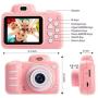 KUMUKA Kids Camera for Girls, 8.0MP Child Camera with 2.4 Inch Screen and 32GB Memory Card, Rechargeable Children Camcorder for Girls Boys Gift, Support Flashlight/Video Recording/Playback (Pink)