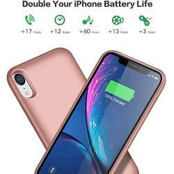 HHETP Battery Case for iPhone XR Upgraded【6800mAh】 Portable Rechargeable Charger Case for iPhone XR Extended Battery Pack for iPhone XR Protective Charging Case Backup Cover(6.1 inch) - Rose Gold