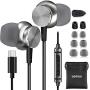 Betron BS10C Earbuds with Microphone, Type C Earphones, Noise Isolating in Ear Headphones, Bass Driven Sound, Compatible with Samsung, LG, Motorola and Smartphones with USB Type C connectivity