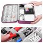 Portable Electronic Organizer Travel Accessories Cable Bag Universal Cord Storage Case Carrying for Charging Cable, Cell Phone, Power Bank,Mini Tablet(Pink)