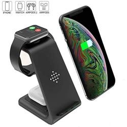 Wireless Charger 3 in 1 Charging Station for Apple Watch Series 5/4/3/2/1 and Airpods 1/2/Pro Fast Wireless Charger Stand Qi Charging Dock for iPhone 11/Xs/X Max/XR/X/8/8Plus/Samsung S9/Note 9