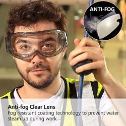 SAFEYEAR Anti Fog Safety Goggles- SG007 HD Scratch Resistant Safety Glasses Lens for Men and Women, VU Protection Over Glasses Work Goggles for DIY, Lab, Welding, Grinding, Chemistry