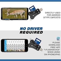 MOSPRO Trail Camera Viewer for iPhone iPad Mac & Android, SD & Micro SD Memory Card Reader to View Photos and Videos from Any Wildlife Scouting Game Cam on Smartphone for Deer Hunter Black