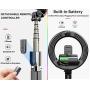 Selfie Stick with 6" Ring Light,Tripod and Phone Holder,3 in 1 Portable LED Fill Light Selfie Stick Tripod Bluetooth Remote Control,Dimmable 3 Colors for YouTube TikTok Videos Live Stream Make-up