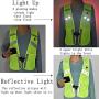 LED Reflective Vest for Running Walking Cycling USB Rechargeable Light Up Flashing Safety Warning Vest, Adjustable Waist & 2 Large Pocket Reflective Gear for Runners Cyclist Dog Walker Motorcyclist