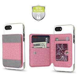 Cell Phone Wallet for Back of Phone, Stick On Wallet Credit Card ID Holder with RFID Protection Compatible with iPhone, Galaxy & Most Smartphones and Cases