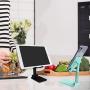 Phone Stand, Foldable Desktop Cell Phone Tablet Stand, Folding Nonslip Silicone Multi-Angle Adjustable Sturdy Metal Phone Holder for Mobile Phone, iPad, Nintendo Switch, Tablets (4-12.9) (Black)