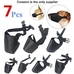 Dog Muzzles Suit, 7 PCS Anti-Biting Barking Pet Muzzles Adjustable Dog Muzzle Mouth Cover for Small Medium Large Extra Dog - Black