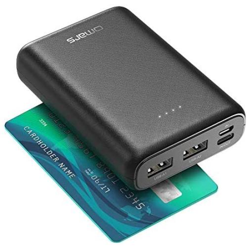 Omars Power Bank 10000 mAh 4-Port USB-C & USB-A Portable & Lightweight Smalllest Portable Charger for iPhone 11 pro/ 11/ XR/X/8Plus, iPad/iPad Pro/iPad Mini, Samsung Galaxy S9/Note (Black, Mini)