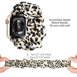 TOYOUTHS Compatible with Apple Watch Band Scrunchies 38mm Cloth Soft Pattern Printed Fabric Wristband Bracelet Women Rose Gold IWatch Cute Elastic Scrunchy Bands 40mm Series 5 4 3 2 1