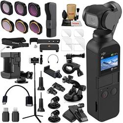 DJI OSMO Pocket 3 Axis Gimbal Camera Bundle with ND & Rotating Polarizer Filter Set, Extension Rod/Selfie Stick, Tripod & Must Have Accessories (15 Items)