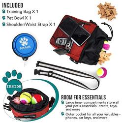 PetAmi Dog Treat Pouch | Dog Training Pouch Bag with Waist Shoulder Strap, Poop Bag Dispenser and Collapsible Bowl | Treat Training Bag for Treats, Kibbles, Pet Toys | 3 Ways to Wear