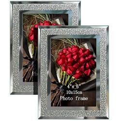 Calenzana 4x6 Picture Frames Sparkle Glass Photo Frame Set for Tabletop, 2 Pack