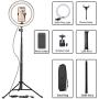 10" Selfie Ring Light with Tripod Stand & Cell Phone Holder for Live Stream/Makeup | Dimmable Mini Floor Table Camera Ringlight for YouTube TikTok Video/Photography