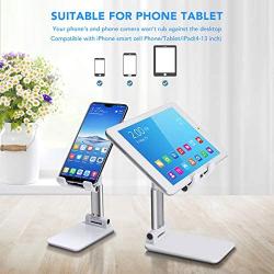 Cell Phone Stand for Desk， Phone Stand,Height Increasing Phone Cradle, Adjustable Phone Stand Desktop Phone Holder Cradle Dock Compatible with All Mobile Phones,Tablets (7-10")(White)